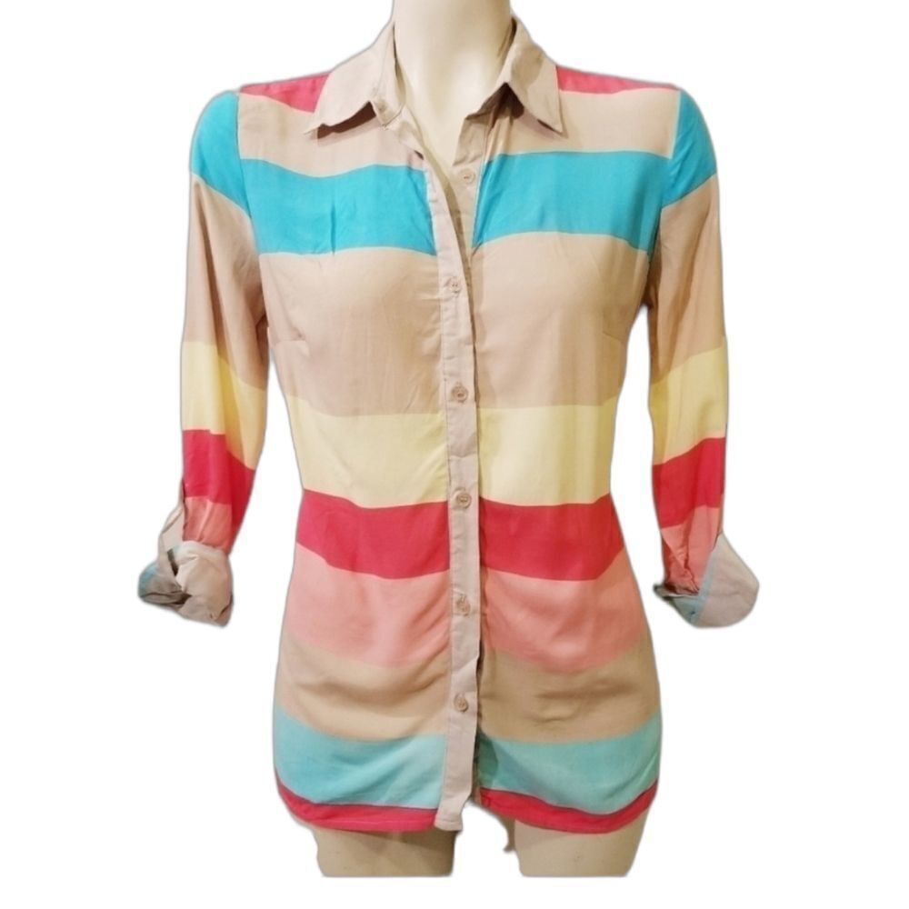 ‎Cato Horizontal Striped Button Down Size S